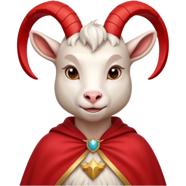 white female goat wearing a read cape like superman emoji