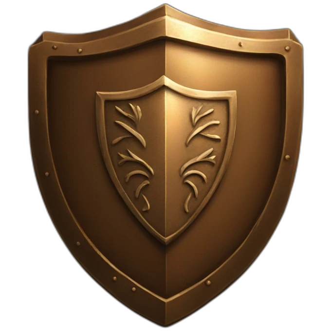 bronze shield with a book emoji