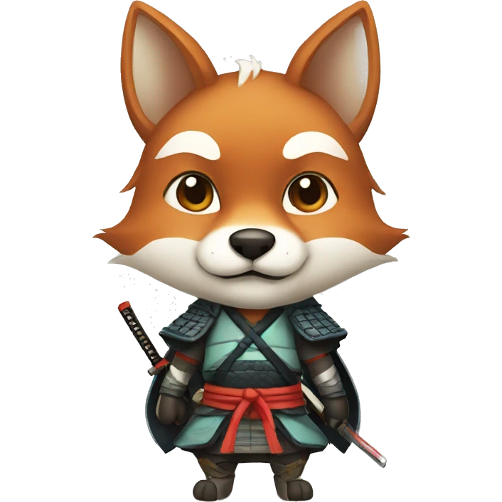 Samurai fox cartoon emoji