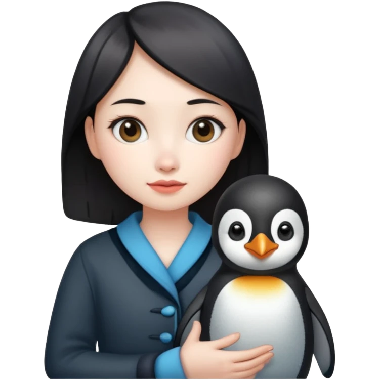 Chinese girl with penguin emoji