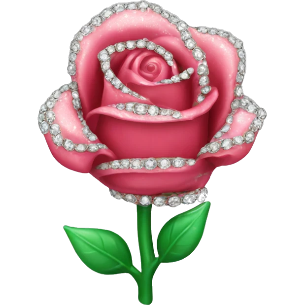 plastic rosebud covered in diamonds emoji
