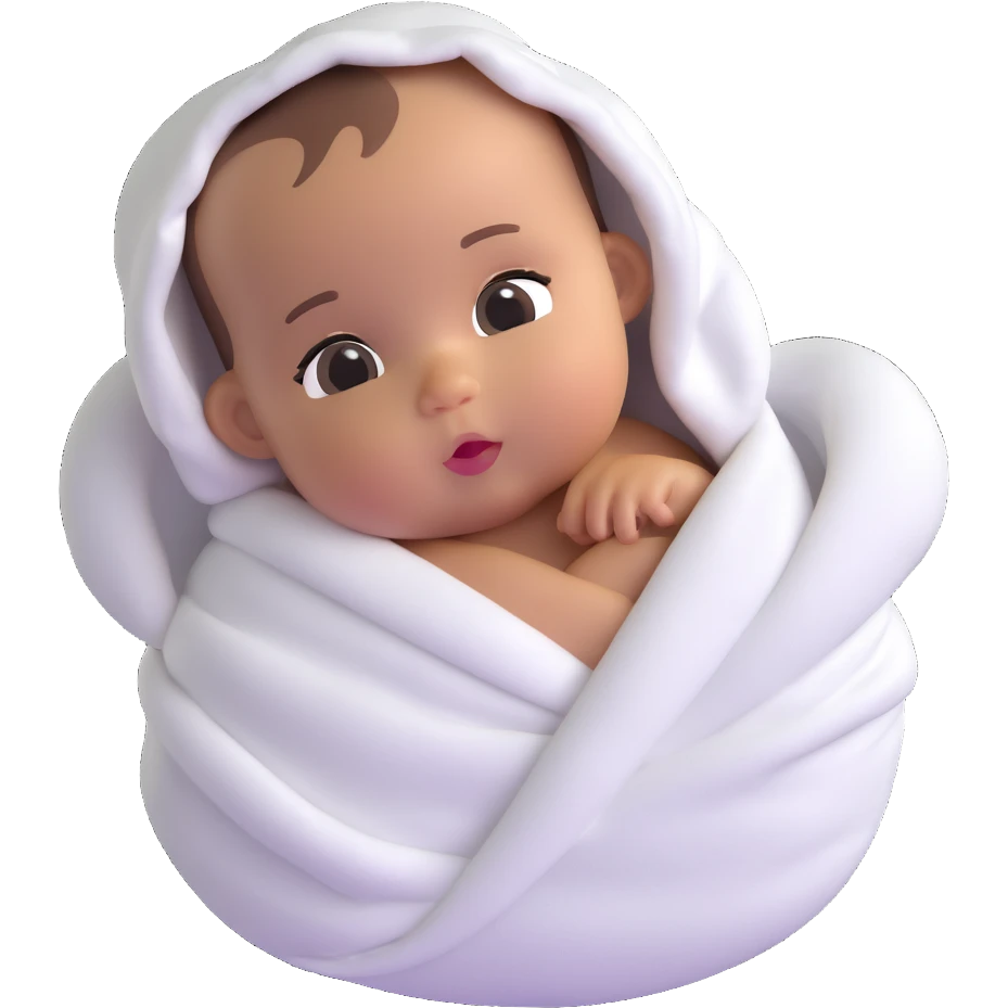 lightly tanned baby swaddled in a white blanket emoji