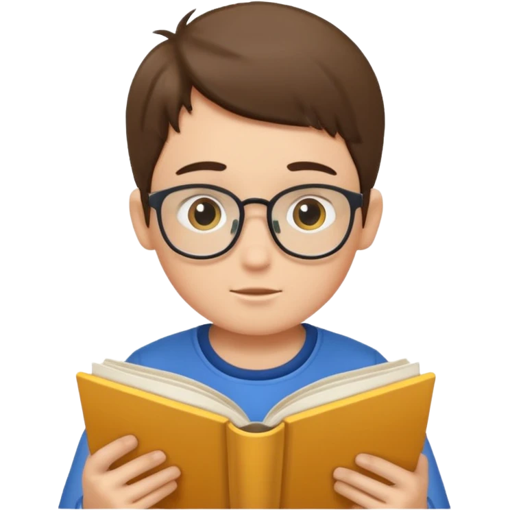 Boy reading books without glasses emoji