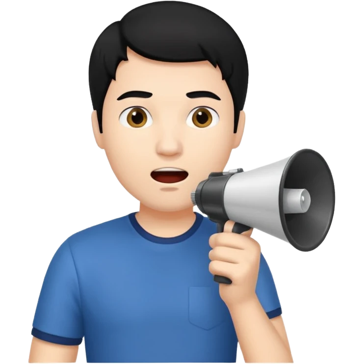 man with black hair using a megaphone emoji