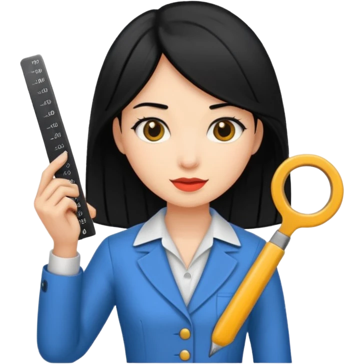 tailor woman holding measure black hair emoji