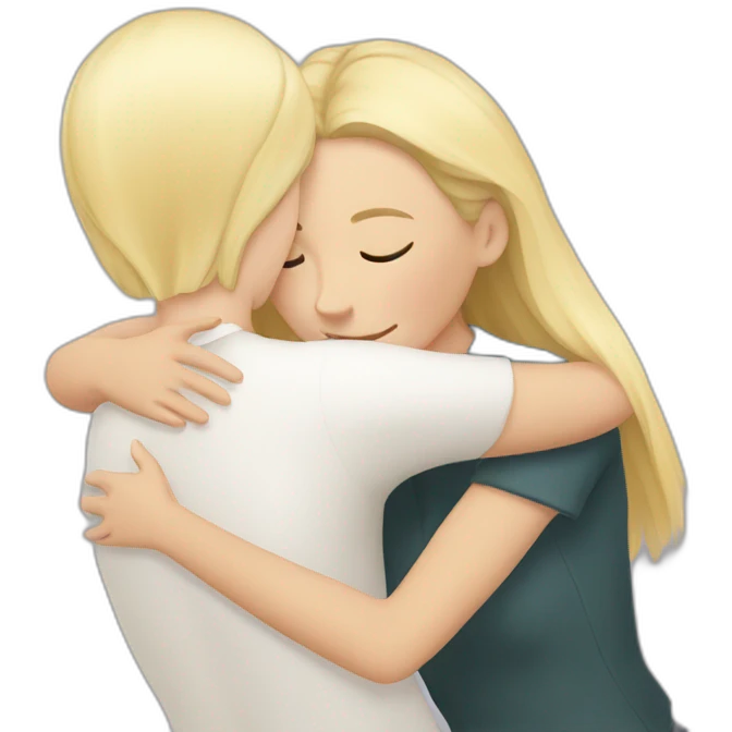 White Girl hugs blonde girl emoji