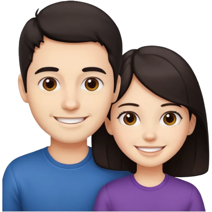 Brother ans sister, white skin, dark hair emoji