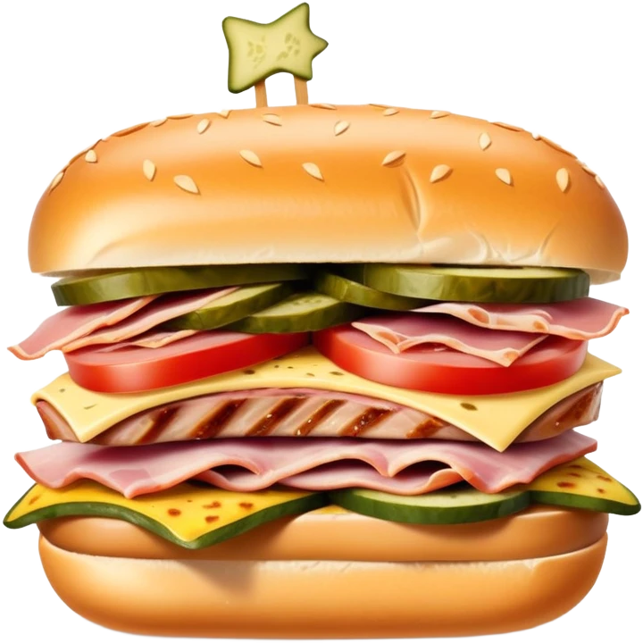 Pork cubano sandwich on a ciabatta bun, shown from the side emoji