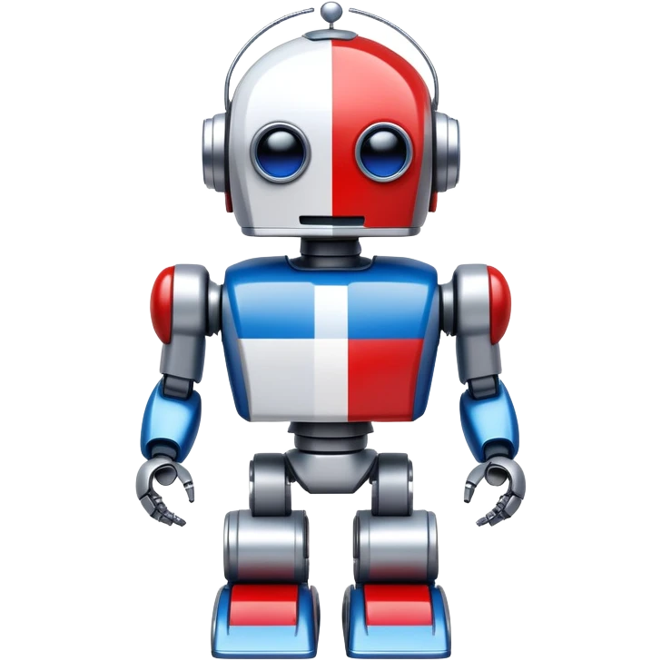 Robot with blue, white, and red Russian flag colors on its metallic body emoji