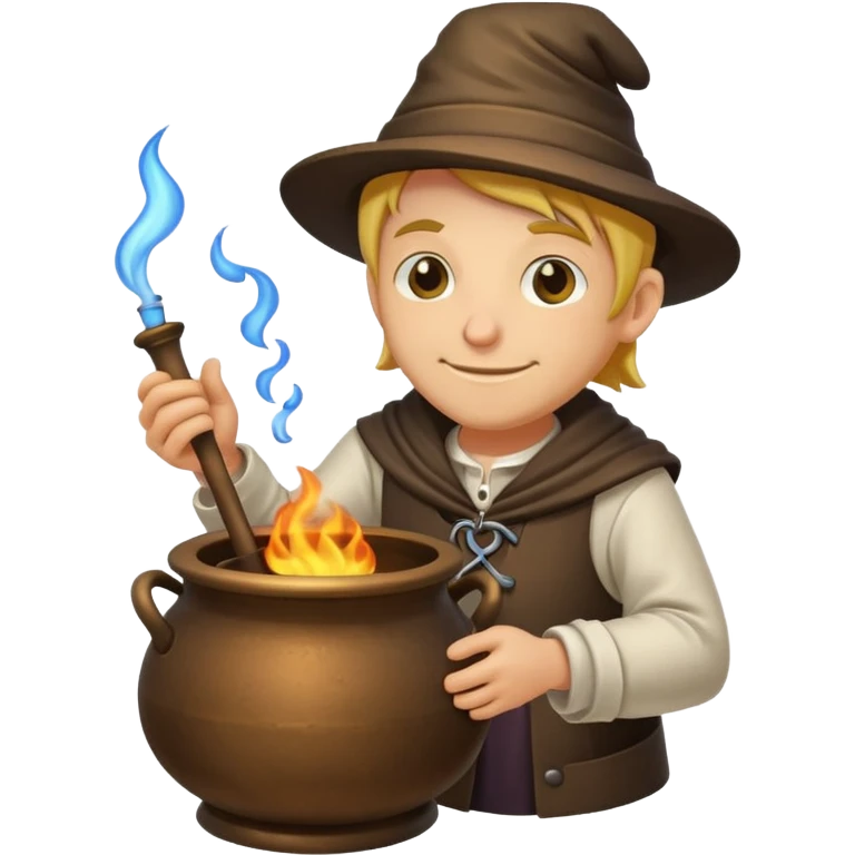 alchemist leaning on cauldron smug smile emoji