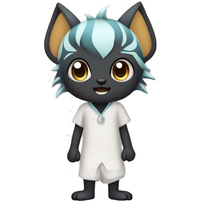 an edgy cute kawaii vernid-fionbri with splash patterns full body emoji