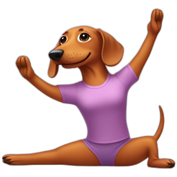 wiener dog in a yoga outfit stretching emoji