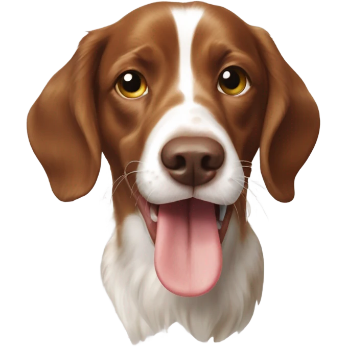 A Brittany spaniel dog eating a deer horn emoji