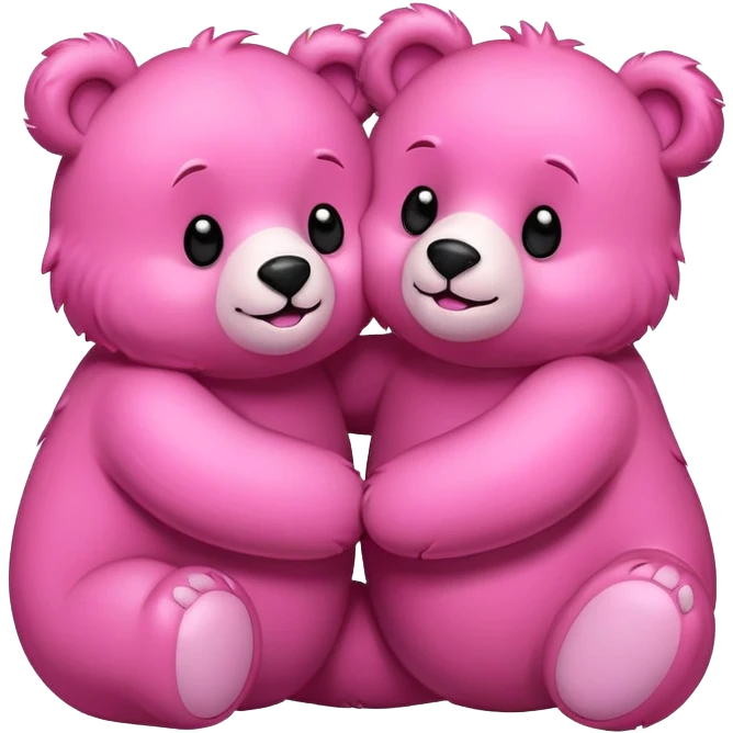 Couple of Happy pink bears cuddling  emoji
