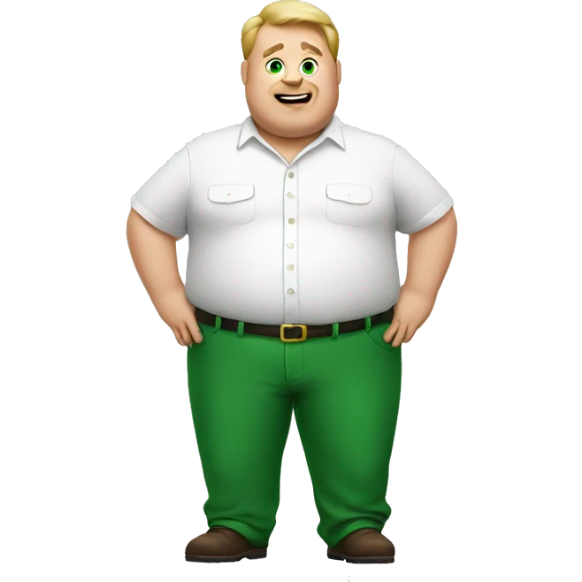 white fat man wearing green pants and white button up shirt  emoji