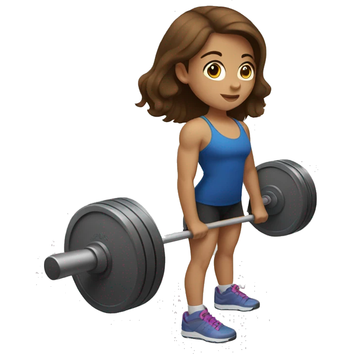 Girl with brown hair doing weightlifting  emoji