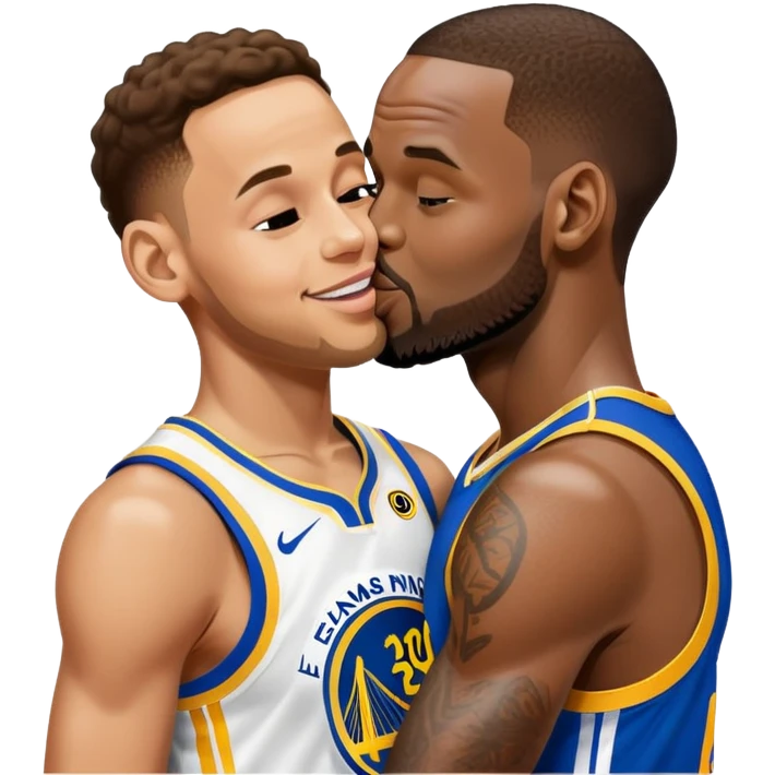 LeBron James kissing Steph Curry emoji