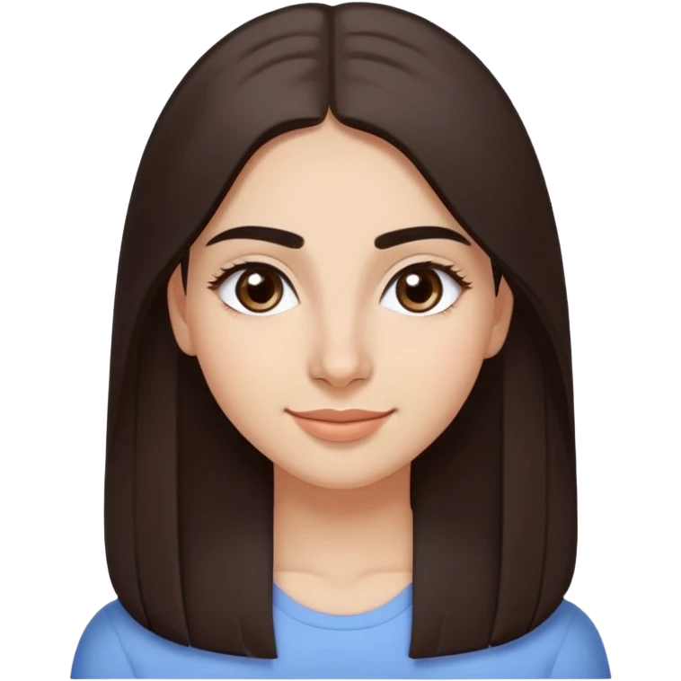 Armenian 19 year old girl. She has long, straight dark brown hair.
Her eyebrows are thick and natural.
Her eyes are large, dark, and almond-shaped.
She has a soft, genuine smile with closed lips.
Her face shape is oval.
Her skin tone is light to medium with a smooth and clear complexion emoji