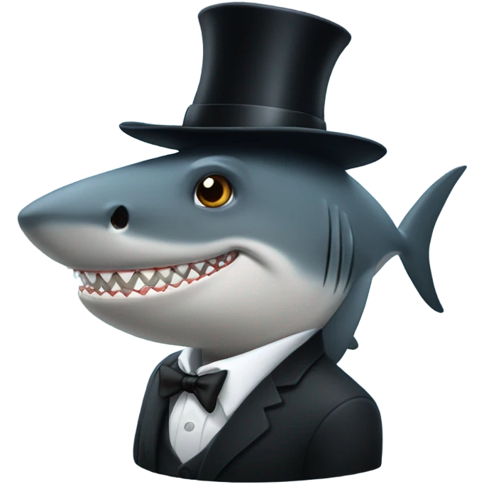 Shark with a top hat emoji
