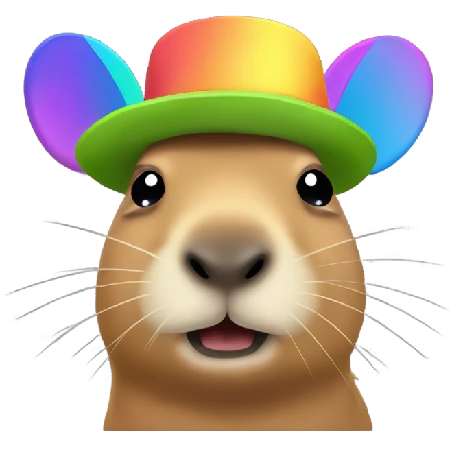 Rainbow propeller hat capybara emoji