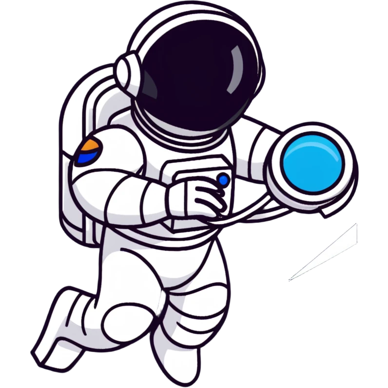 Futuristic astronaut in a high-tech spacesuit, sleek helmet with reflective visor, detailed sci-fi armor, heroic silhouette, dynamic diagonal motion lines emoji