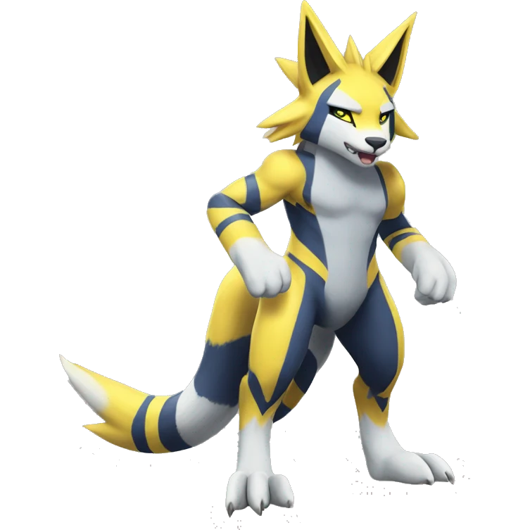Zeraora-Renamon full body with stripes emoji