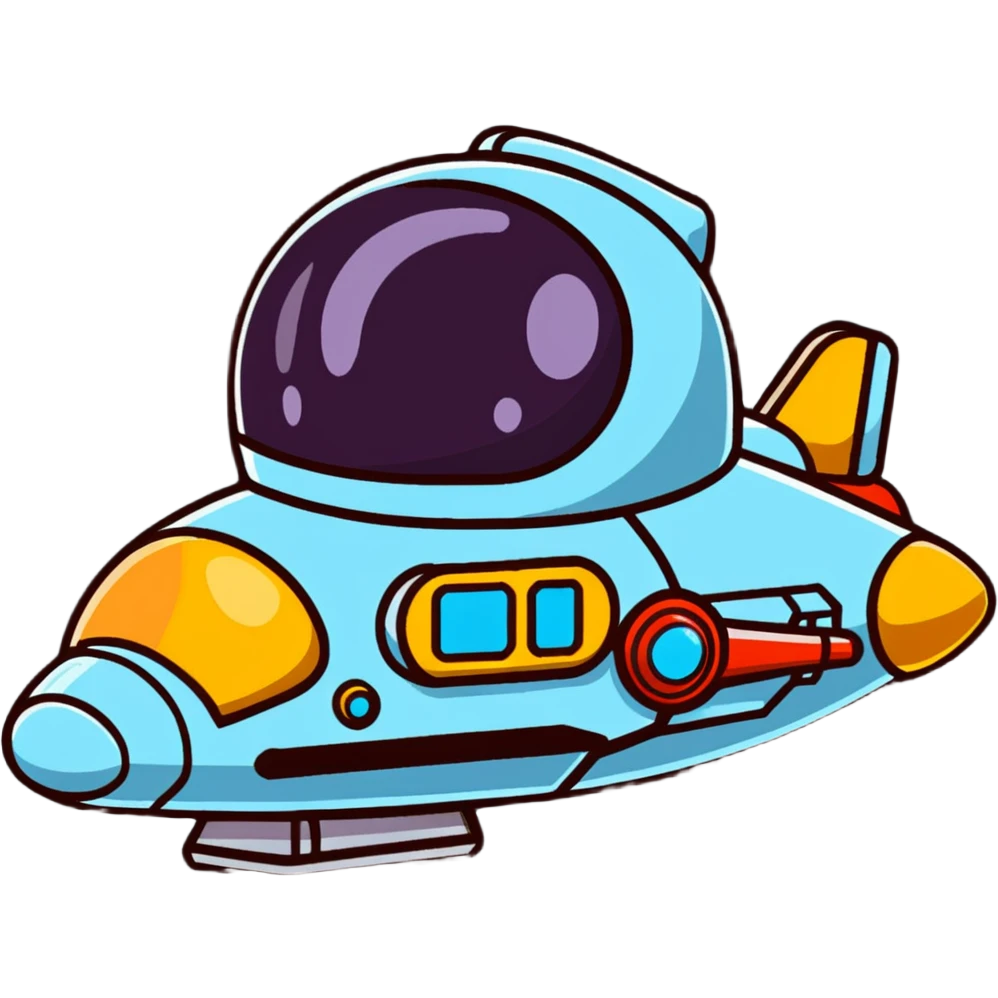 Vintage sci-fi bubble cockpit spaceship with ray guns emoji