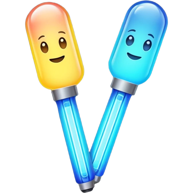 a dual of lightstick emoji