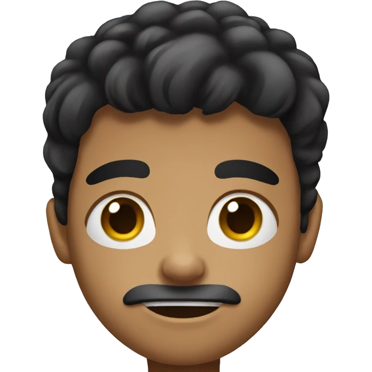 A boy that has dark hair with his mouth very big emoji
