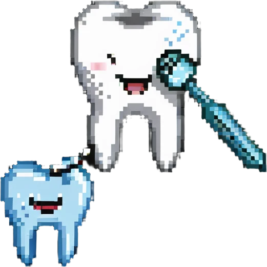 tooth with a small drill and dental mirror, representing root canal treatment emoji