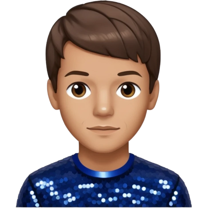 Louis Tomlinson from One Direction with light skin, brown hair, dark blue sequin outfit emoji