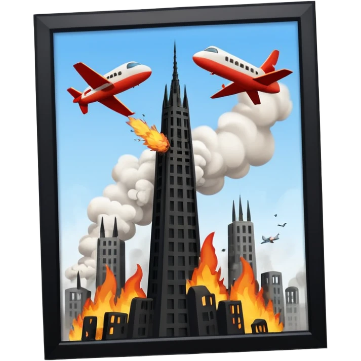 İkiz kulelere uçak çarpıyor emoji