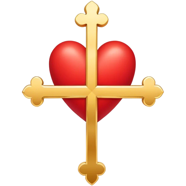 Two red heart outlines united by a gold cross  emoji