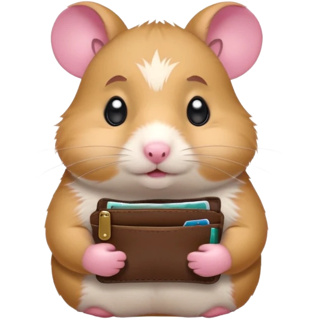 cartoon-style hamster melancholy expression opening his wallet to showcase nothing emoji