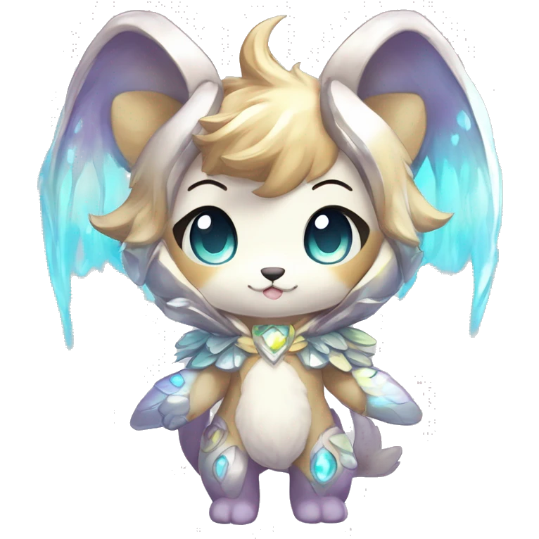 Cute Kawaii Chibi Anthro Sona Colorful Ethereal Pretty see Godly Celestial Shiny Fakemon Full Body emoji