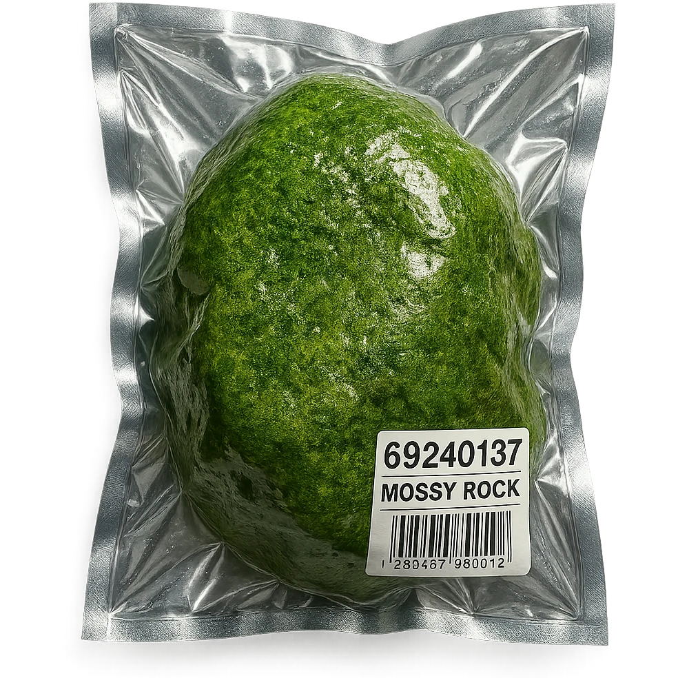mossy rock, shiny and inflated emoji