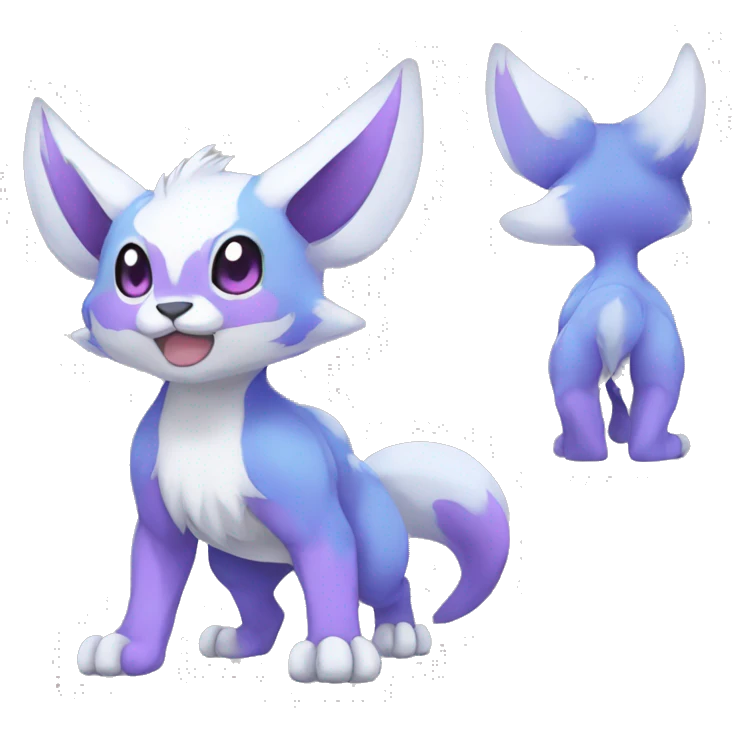 Cute cool purple white blue animal hybrid Fakemon full body emoji