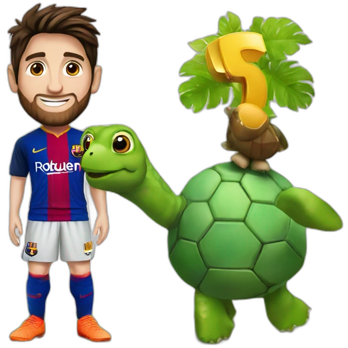 Messi avec une tortue magique emoji