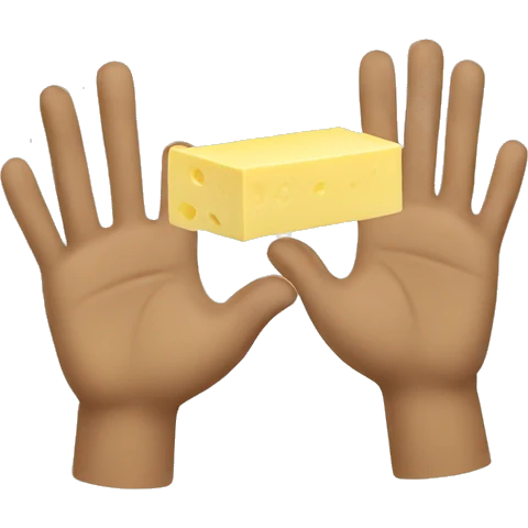 Receiver with butter for hands  emoji