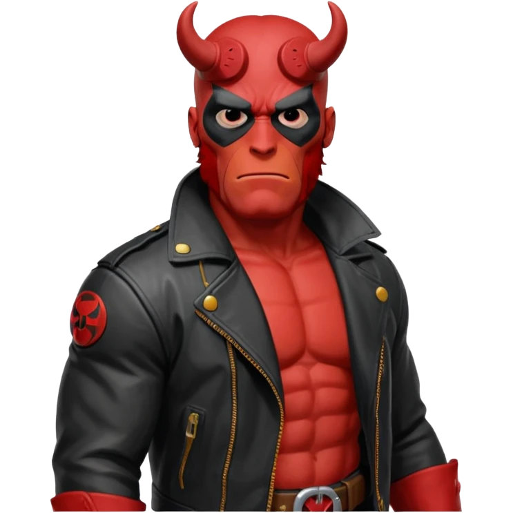 cinematic realistic portrait superhero Hellboy by Mike Mignola emoji