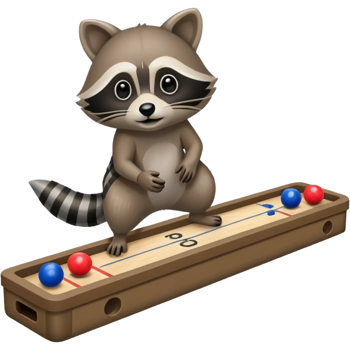 Raccoon playing floor shuffleboard emoji