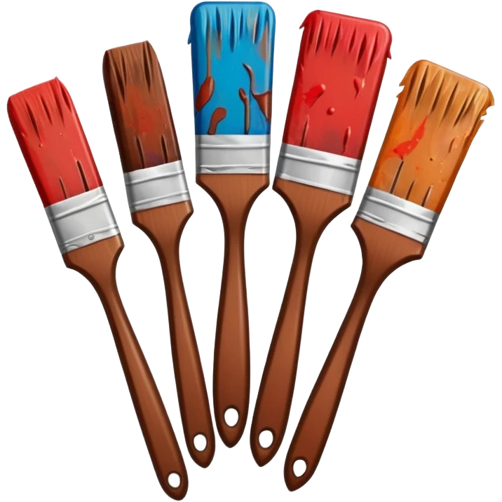 STICKER PINCEAUX ROUGE ET BRUN AVEC  PEINTURE ET TACHE DE PEINTURE emoji