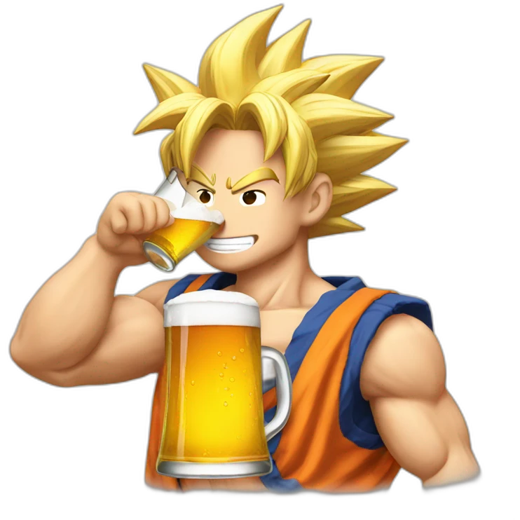 goku drinking a beer emoji
