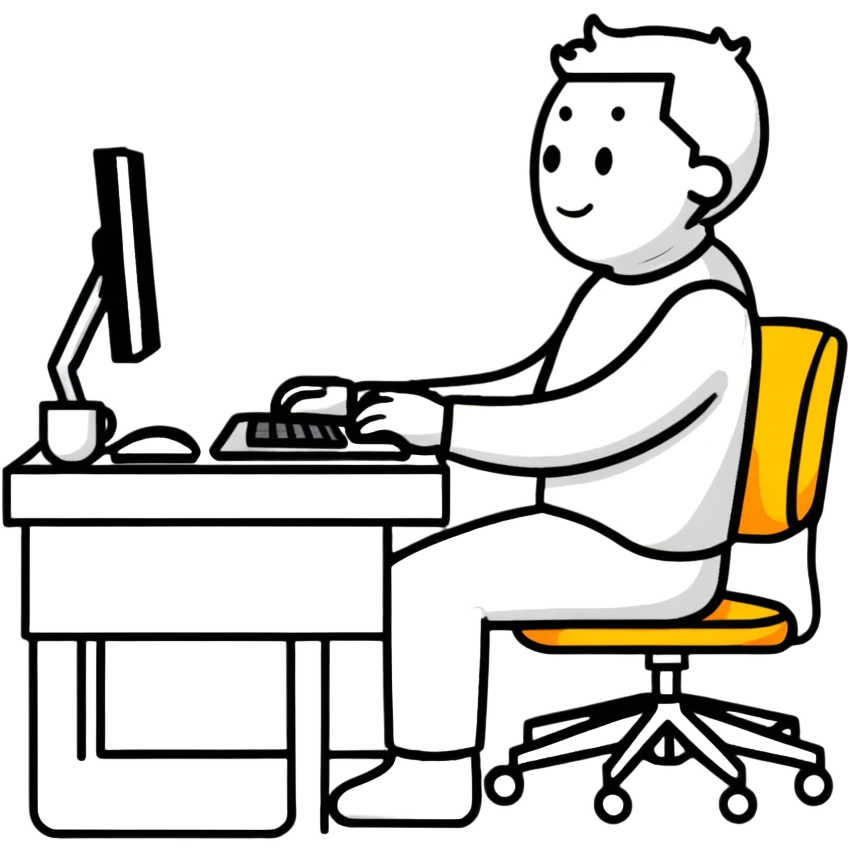 Person sitting at desk with proper ergonomic posture emoji