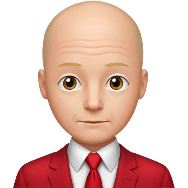 man Bald with red necktie, red dress, age. emoji