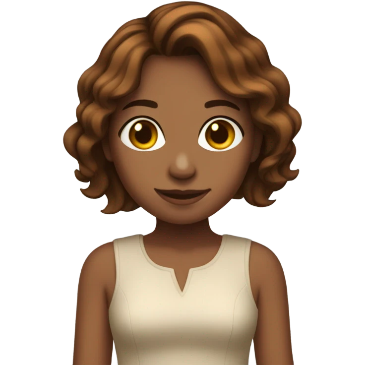Cinnamon girl with short shoulder length brown hair emoji