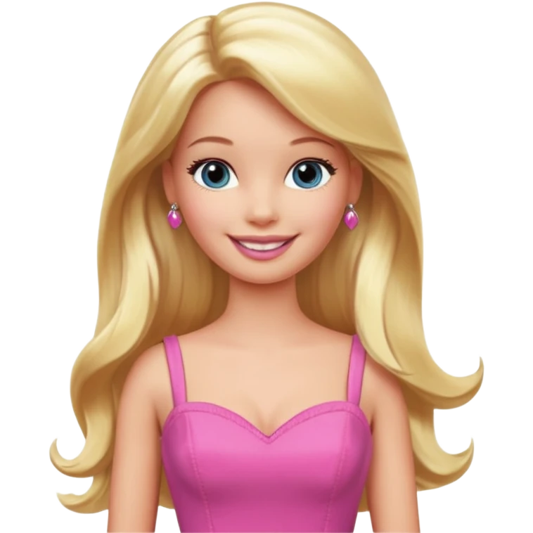 barbie, long blonde hair, pink dress emoji