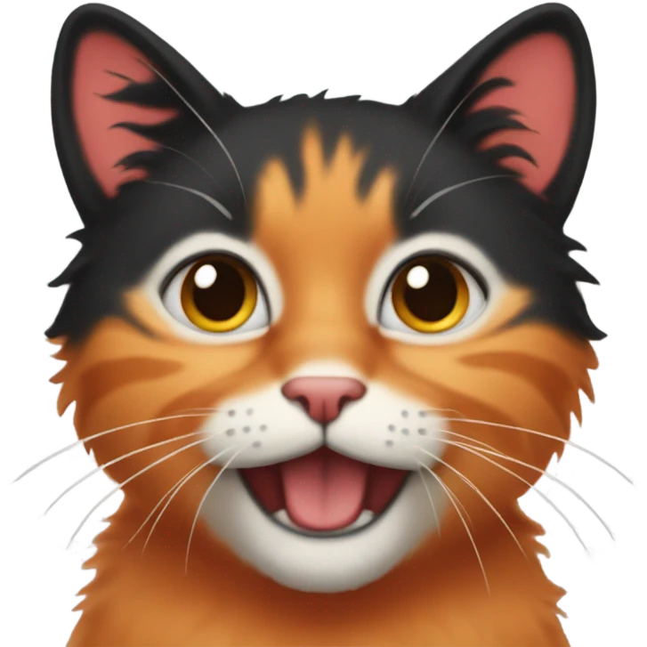 orange cat with black curly hair and red lipstick emoji