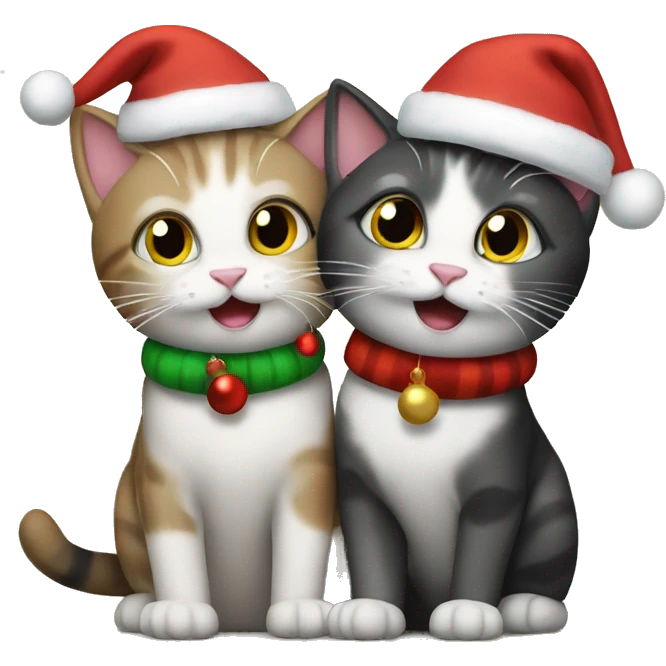 two cats celebrating christmas emoji