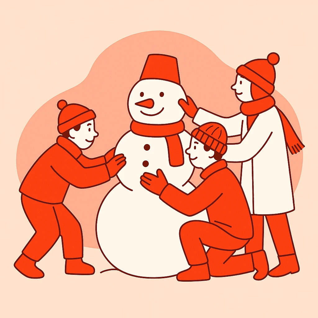 people making a snowman emoji
